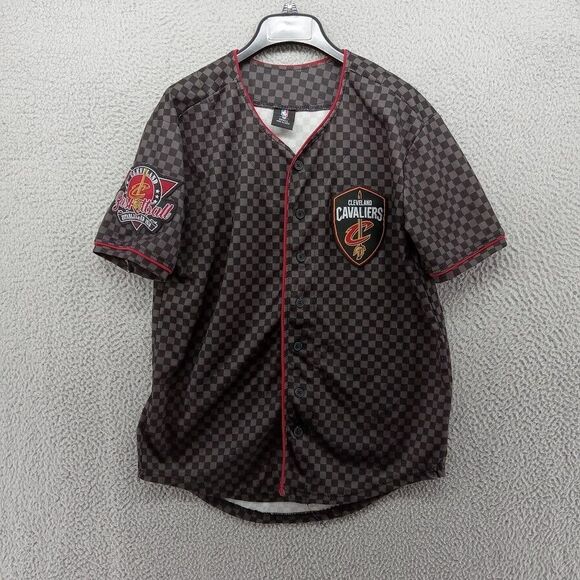 Cleveland Cavaliers Jersey Mens Small Black Checkerboard‎ Embroidered NBA Tag - Picture 1 of 8